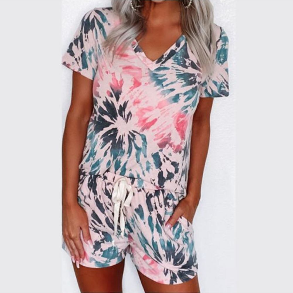Boutique Tye Dyed Shorts Set Lounge Wear